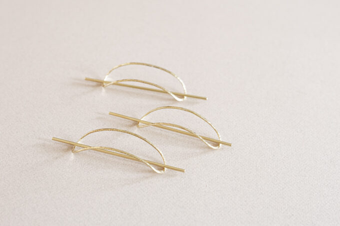 Brass hair barette - Hammered ellips