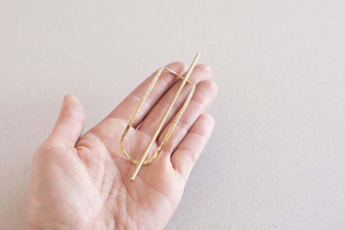Brass hair barette - Hammered ellips - Afbeelding 3