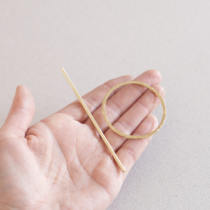 Brass hair barette - Hammered round - Afbeelding 3
