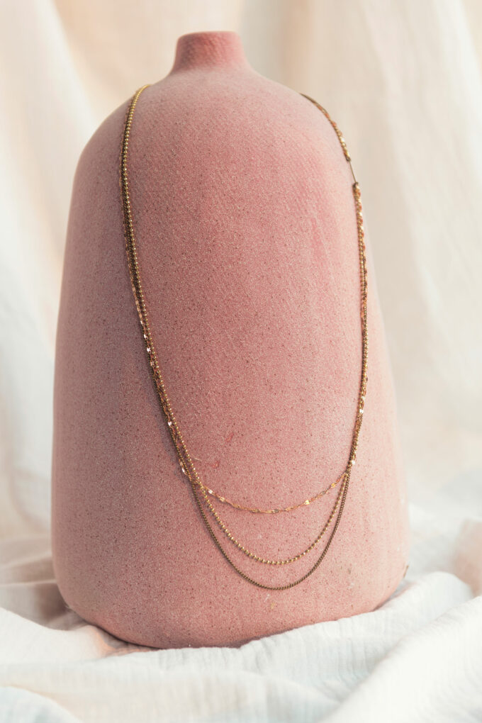 Brass triple chain necklace - Afbeelding 2