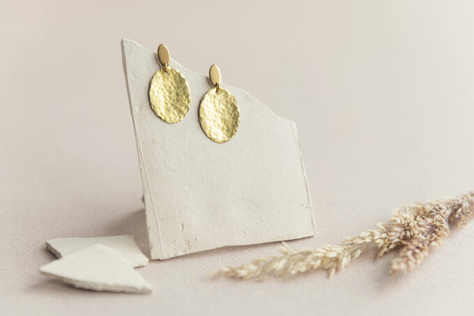 Hammered oval brass studs