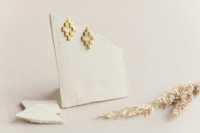 Brass Aztec mini stud