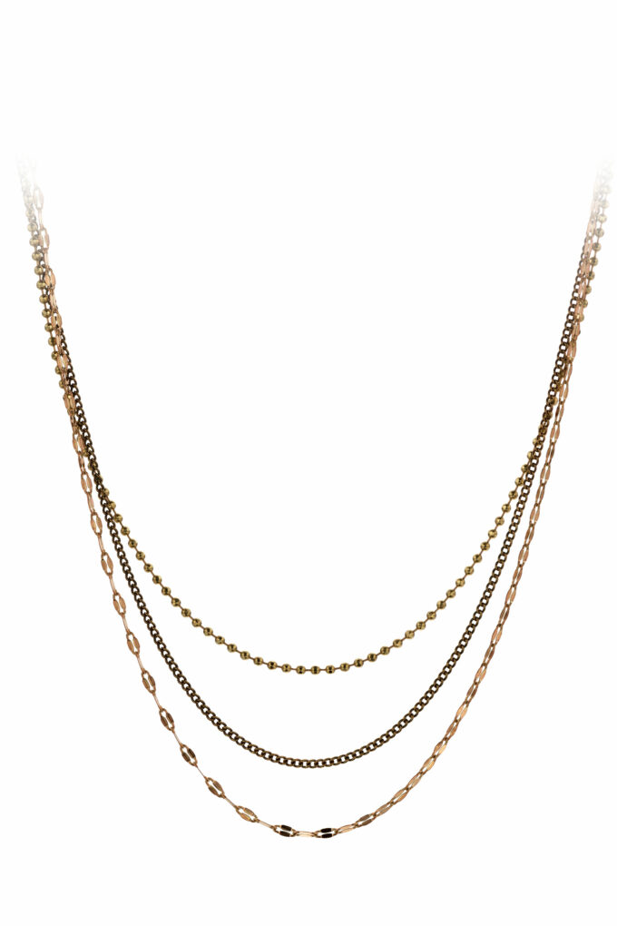 Brass triple chain necklace - Afbeelding 5