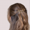 Brass hair barette - Hammered ellips mini - Afbeelding 2