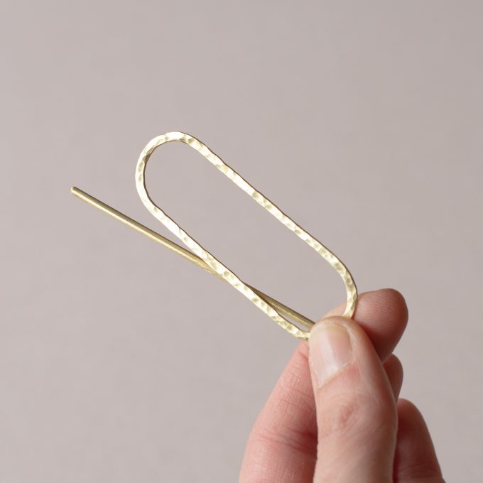 Brass hair barette - Hammered ellips mini - Afbeelding 6