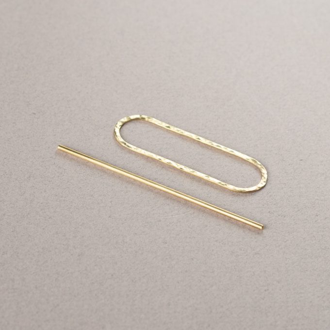 Brass hair barette - Hammered ellips mini - Afbeelding 8
